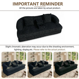 English Elm 70 Inch Chenille Convertible Loveseat Sleeper with Curved Design and Foam Core for Studios Black W5156P546719