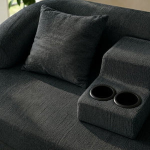 English Elm 70 Inch Chenille Convertible Loveseat Sleeper with Curved Design and Foam Core for Studios Black W5156P546719