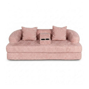 English Elm 70 Inch Chenille Convertible Loveseat Sleeper with Curved Design and Foam Core for Studios Pink W5156P546720