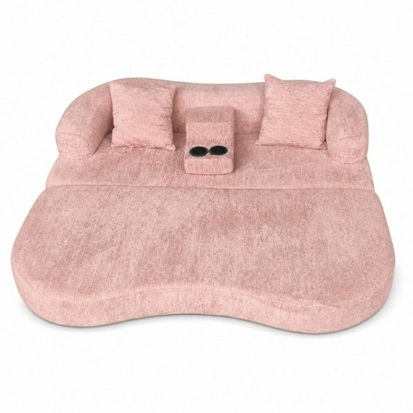 English Elm 70 Inch Chenille Convertible Loveseat Sleeper with Curved Design and Foam Core for Studios Pink W5156P546720