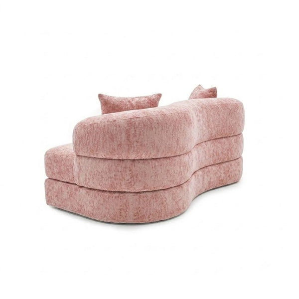 English Elm 70 Inch Chenille Convertible Loveseat Sleeper with Curved Design and Foam Core for Studios Pink W5156P546720