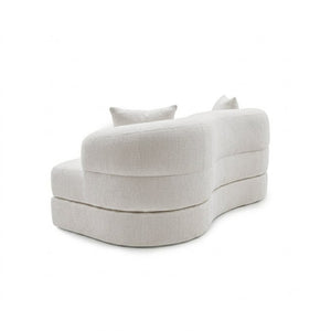 English Elm 70 Inch Chenille Convertible Loveseat Sleeper with Curved Design and Foam Core for Studios Off White W5156P546721