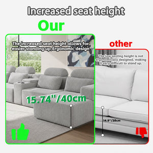 English Elm Modern Corduroy Velvet U-Shaped Sectional Three Piece Modular Sofa for Family Rooms W5156S00005
