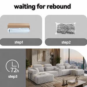 English Elm Modern Corduroy Velvet U-Shaped Sectional Three Piece Modular Sofa for Family Rooms W5156S00005