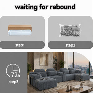 English Elm Modern U-Shaped Corduroy Sectional Sofa with Cup Holders for Spacious Living Rooms W5156S00008