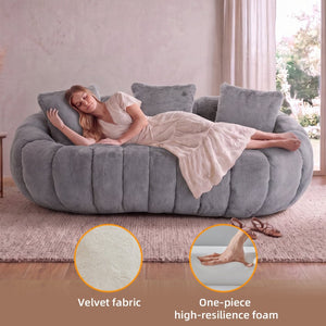 English Elm Floral-shaped Faux Fur Two Seater Sofa Sculptural Petal Design for Modern Living Rooms Gray W5188P450364