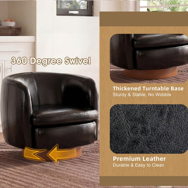 English Elm Mistpeople Swivel Barrel Chair Upholstered Round Seat Solid Wood Base Compact Accent Black W5188P509314