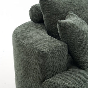 English Elm 55-Inch Oversized Round Chenille Accent Chair Deep Seat Lounge for Bedroom Living Room Green W5188P515973