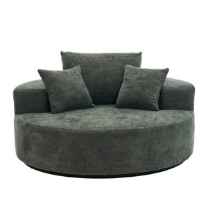 English Elm 55-Inch Oversized Round Chenille Accent Chair Deep Seat Lounge for Bedroom Living Room Green W5188P515973