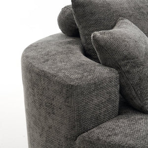 English Elm 55-Inch Oversized Round Chenille Accent Chair Deep Seat Lounge for Bedroom Living Room Gray W5188P515974