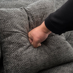 English Elm 55-Inch Oversized Round Chenille Accent Chair Deep Seat Lounge for Bedroom Living Room Gray W5188P515974