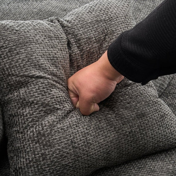 English Elm 55-Inch Oversized Round Chenille Accent Chair Deep Seat Lounge for Bedroom Living Room Gray W5188P515974