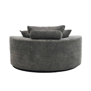English Elm 55-Inch Oversized Round Chenille Accent Chair Deep Seat Lounge for Bedroom Living Room Gray W5188P515974