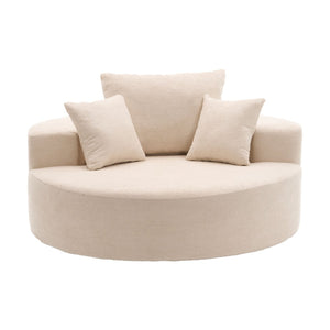 English Elm 55" Oversized Round Swivel Accent Chair Chenille Foam Fill Modern Living Room Seat W5188S00004