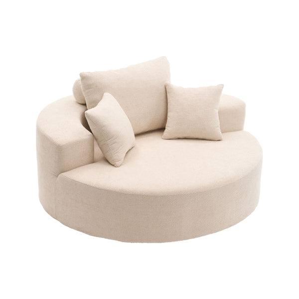 English Elm 55" Oversized Round Swivel Accent Chair Chenille Foam Fill Modern Living Room Seat W5188S00004