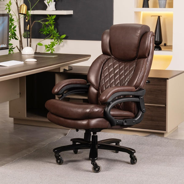 English Elm 500lbs Heavy Duty Executive Office Chair Wide Spring Seat Ergonomic Support Swivel W5201P418181