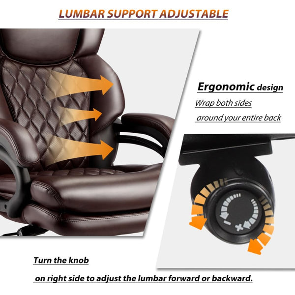 English Elm 500lbs Heavy Duty Executive Office Chair Wide Spring Seat Ergonomic Support Swivel W5201P418181