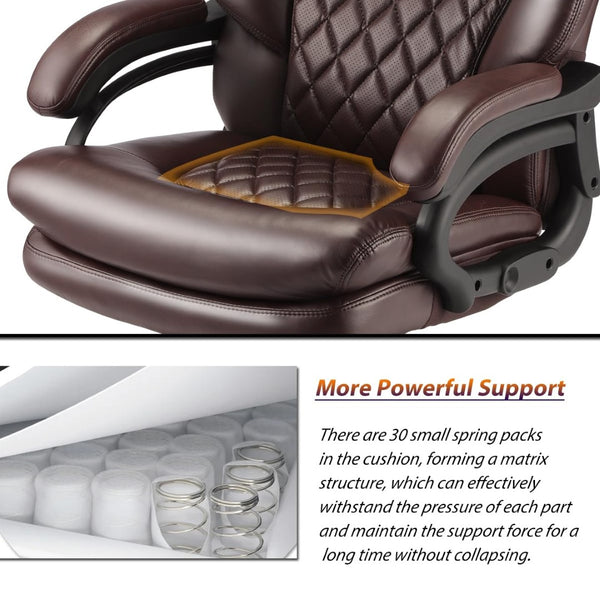 English Elm 500lbs Heavy Duty Executive Office Chair Wide Spring Seat Ergonomic Support Swivel W5201P418181