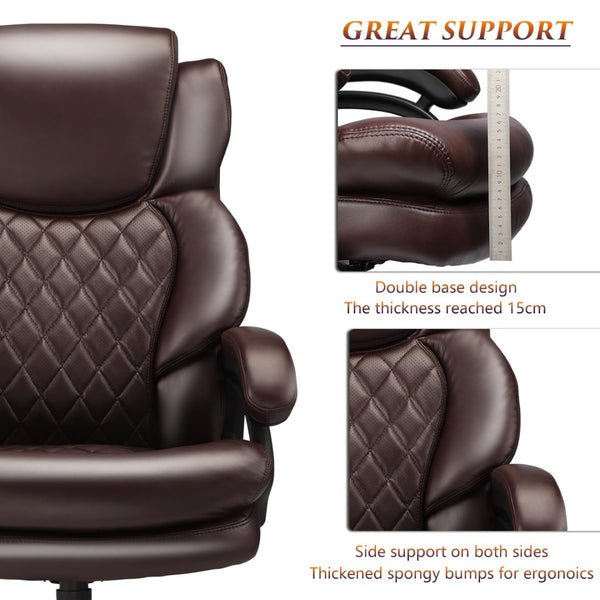 English Elm 500lbs Heavy Duty Executive Office Chair Wide Spring Seat Ergonomic Support Swivel W5201P418181