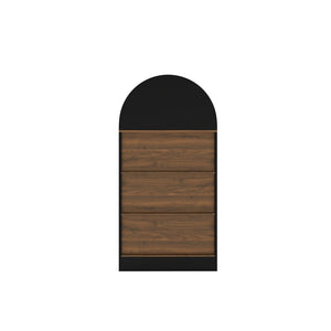 English Elm 47" Arched Freestanding Bookcase Four Open Tiers Woodgrain Shelves Slim White Frame Black + Dark Walnut W5216P462232