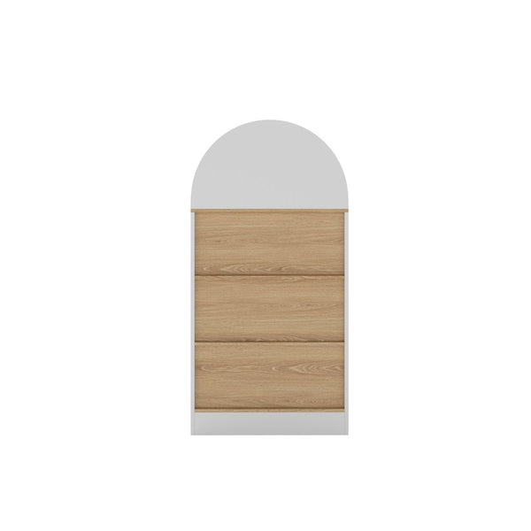 English Elm 47" Arched Freestanding Bookcase Four Open Tiers Woodgrain Shelves Slim White Frame White+Natural W5216P462237