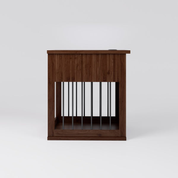English Elm Dog Kennel End Table Walnut MDF Furniture with Charging Hub and Pull Out Drawer W5216P522807