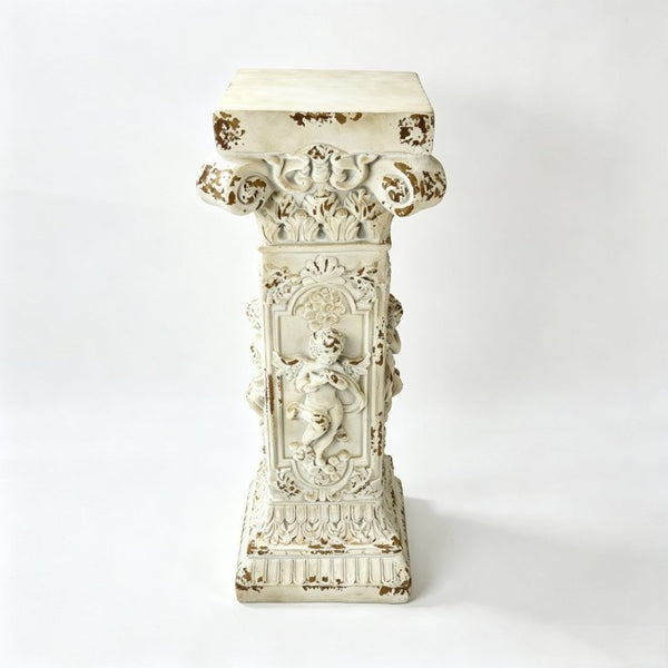 English Elm Pedestal Roman Column Stand Aged Stone Finish Magnesium Oxide Sculpture Base Indoor Outdoor W5230P546728