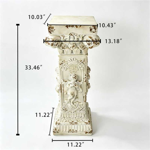 English Elm Pedestal Roman Column Stand Aged Stone Finish Magnesium Oxide Sculpture Base Indoor Outdoor W5230P546728