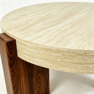 English Elm 31.69 Inch Sintered Stone Round Coffee Table Pedestal Base for Living Room W5230P547304