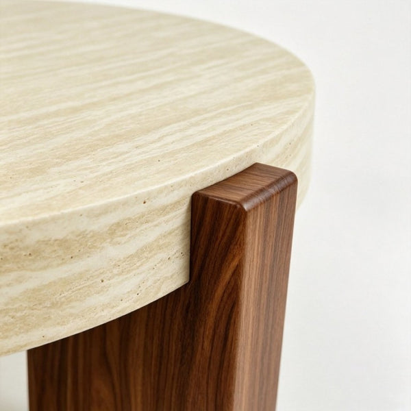 English Elm 31.69 Inch Sintered Stone Round Coffee Table Pedestal Base for Living Room W5230P547304