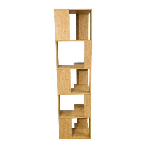 English Elm Bookshelf Corner Bamboo 5 Tier Modular Open Display Unit for Living Room or Office Natural Wood - B W5252P540302