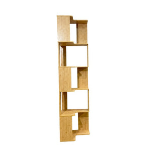 English Elm Bookshelf Corner Bamboo 5 Tier Modular Open Display Unit for Living Room or Office Natural Wood - B W5252P540302