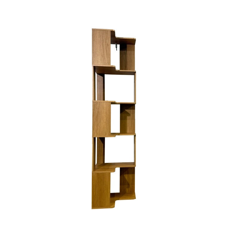 English Elm Bookshelf Corner Bamboo 5 Tier Modular Open Display Unit for Living Room or Office Natural Wood - A W5252P540408