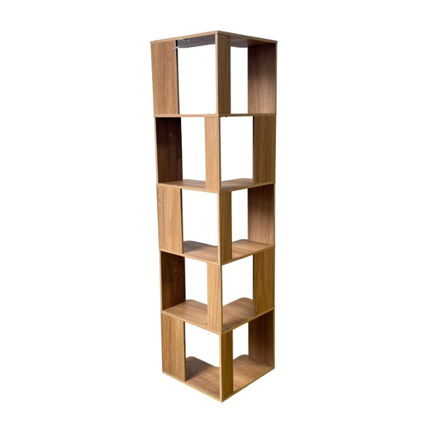 English Elm Bookshelf Corner Bamboo 5 Tier Modular Open Display Unit for Living Room or Office Natural Wood - A W5252P540408