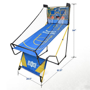 English Elm Dual Hoop Foldable Arcade Basketball Game with LED Scoreboard and Four Balls Included W5257P486943
