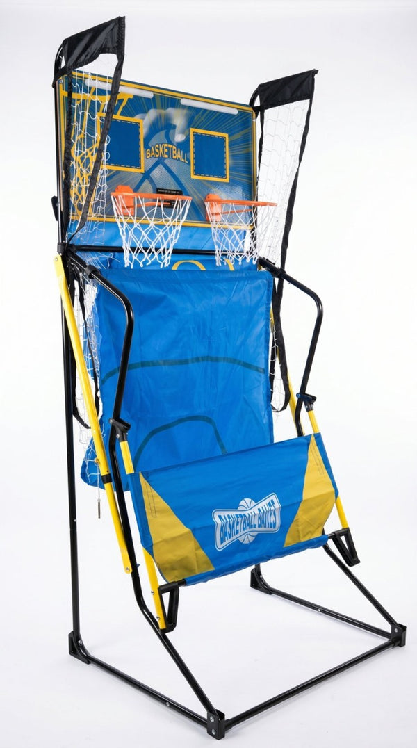 English Elm Dual Hoop Foldable Arcade Basketball Game with LED Scoreboard and Four Balls Included W5257P486943