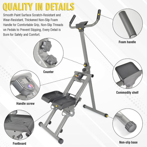 English Elm Stair Stepper Vertical Climber with LCD Display Foldable Steel Cardio Trainer Gunmetal W5257P488730