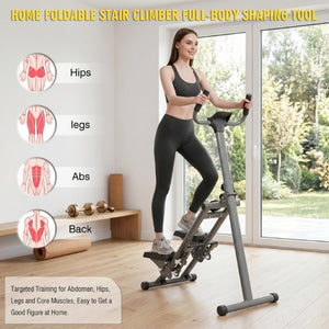 English Elm Stair Stepper Vertical Climber with LCD Display Foldable Steel Cardio Trainer Gunmetal W5257P488730