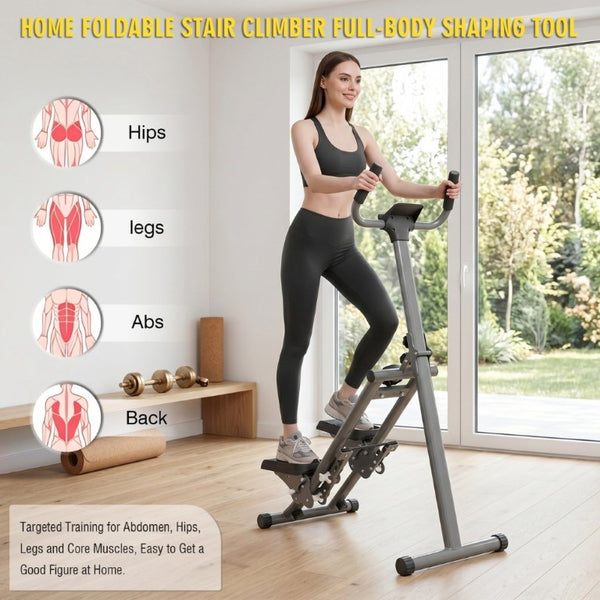 English Elm Stair Stepper Vertical Climber with LCD Display Foldable Steel Cardio Trainer Gunmetal W5257P488730