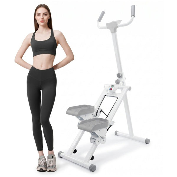 English Elm Stair Stepper Vertical Climber with LCD Display Foldable Steel Cardio Trainer Ancient White W5257P488732