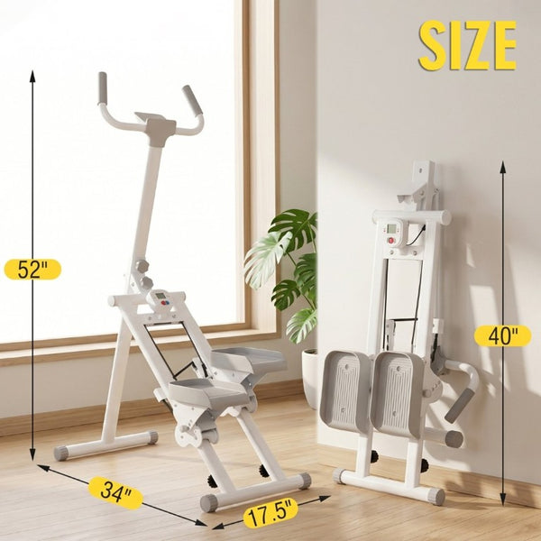 English Elm Stair Stepper Vertical Climber with LCD Display Foldable Steel Cardio Trainer Ancient White W5257P488732