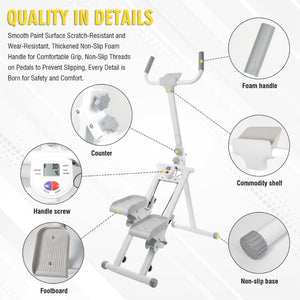 English Elm Stair Stepper Vertical Climber with LCD Display Foldable Steel Cardio Trainer Ancient White W5257P488732