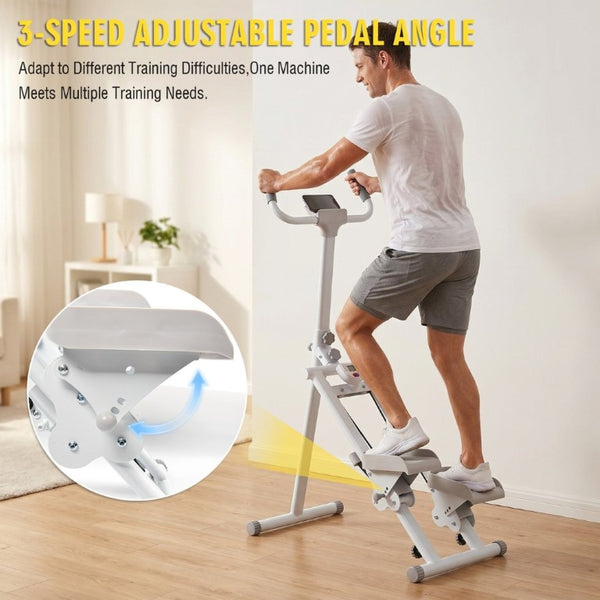 English Elm Stair Stepper Vertical Climber with LCD Display Foldable Steel Cardio Trainer Ancient White W5257P488732