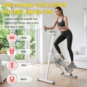 English Elm Stair Stepper Vertical Climber with LCD Display Foldable Steel Cardio Trainer Ancient White W5257P488732