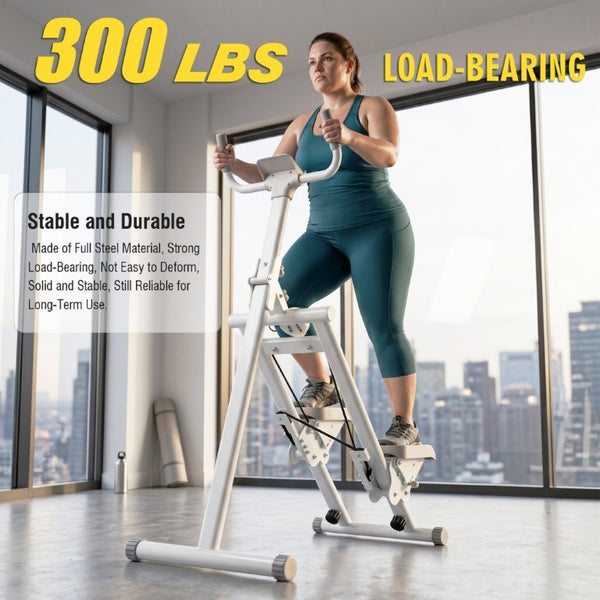 English Elm Stair Stepper Vertical Climber with LCD Display Foldable Steel Cardio Trainer Ancient White W5257P488732