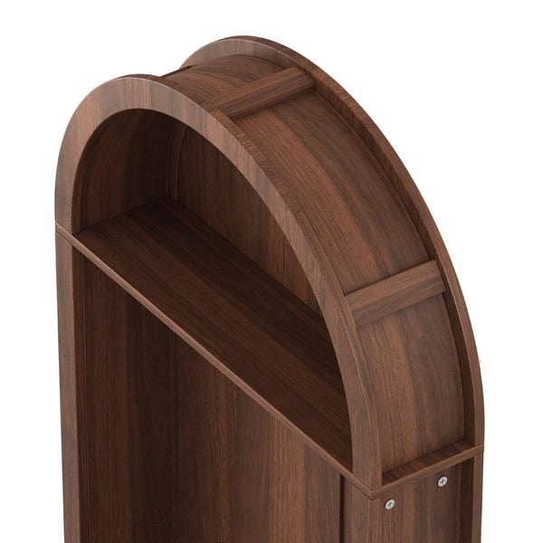 English Elm Arched Hall Tree Farmhouse Entryway Organizer with Bench Fluted Cabinet and Coat Hooks W5271P499180