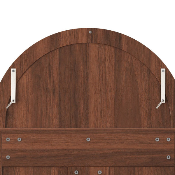English Elm Arched Hall Tree Farmhouse Entryway Organizer with Bench Fluted Cabinet and Coat Hooks W5271P499180