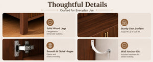 English Elm Arched Hall Tree Farmhouse Entryway Organizer with Bench Fluted Cabinet and Coat Hooks W5271P499180
