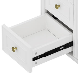 English Elm 36 Inch Freestanding Bathroom Vanity Pine Wood Cabinet with Ceramic Sink Matte Gold White W5271S00007
