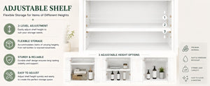 English Elm 36 Inch Freestanding Bathroom Vanity Pine Wood Cabinet with Ceramic Sink Matte Gold White W5271S00007